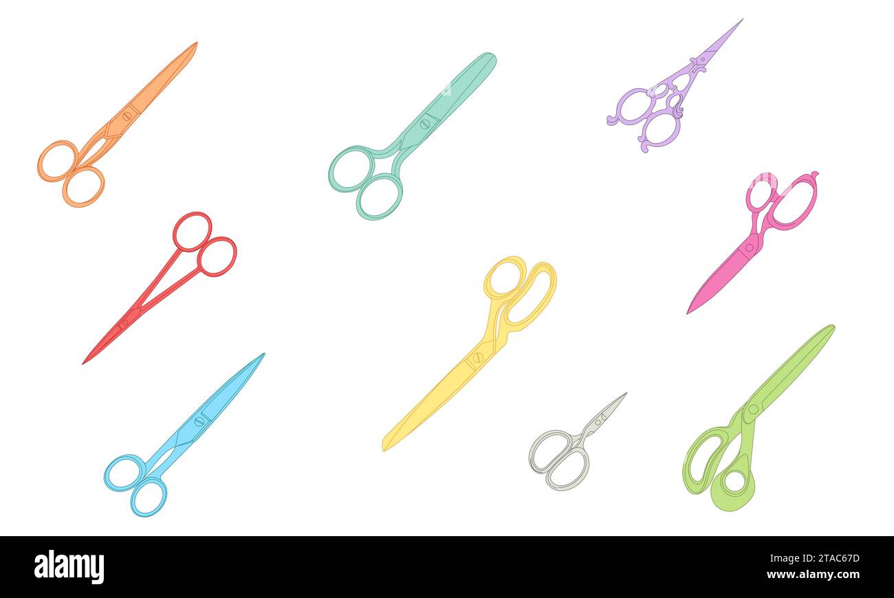 Scherenvektorgrafik, Symbole und Grafiken Stock Vektor
