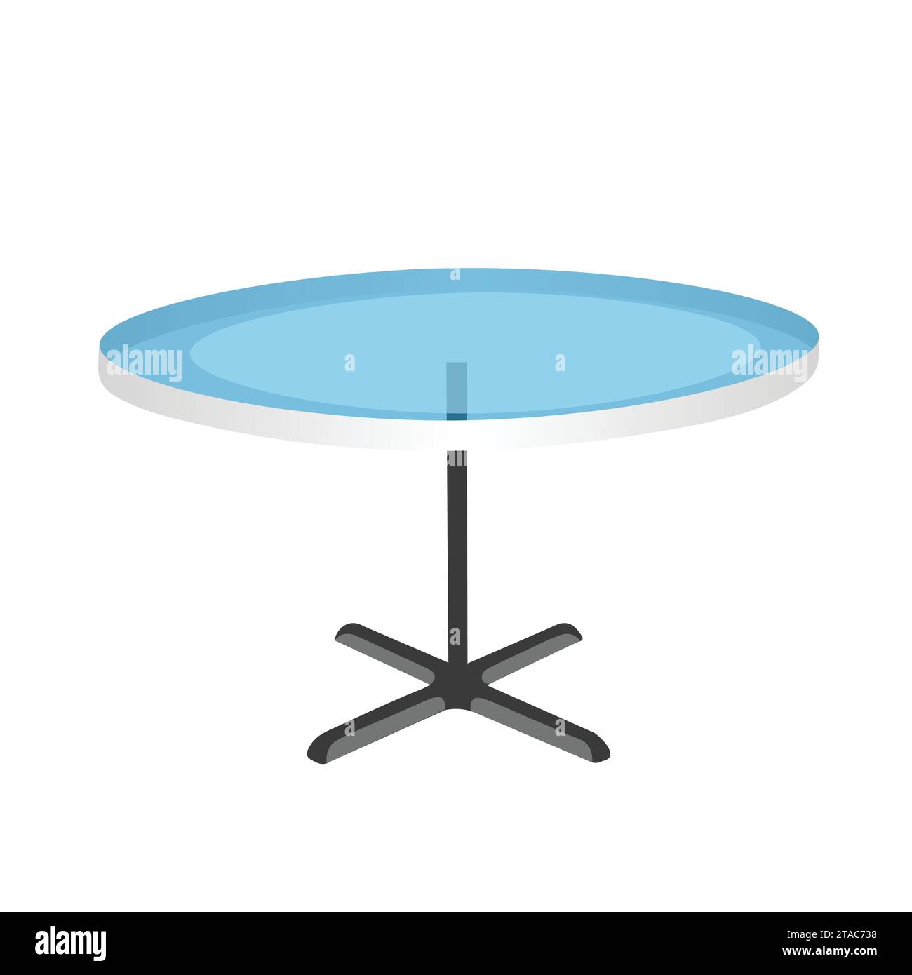 Leerer runder Bürotisch aus Glas. Runder Kaffeetisch auf weißem Hintergrund. Vektorillustration in trendigem flachen Stil. Wohnzimmermöbel. Ovaler Tisch. Stock Vektor