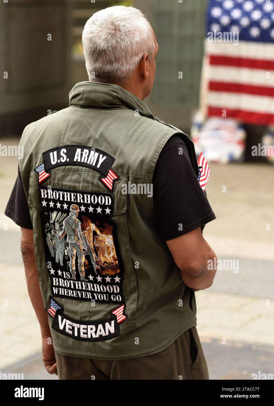 New York, USA - 28. Mai 2018: Vietnam Veteran on Vietnam Veterans Plaza in Memory Day. Stockfoto