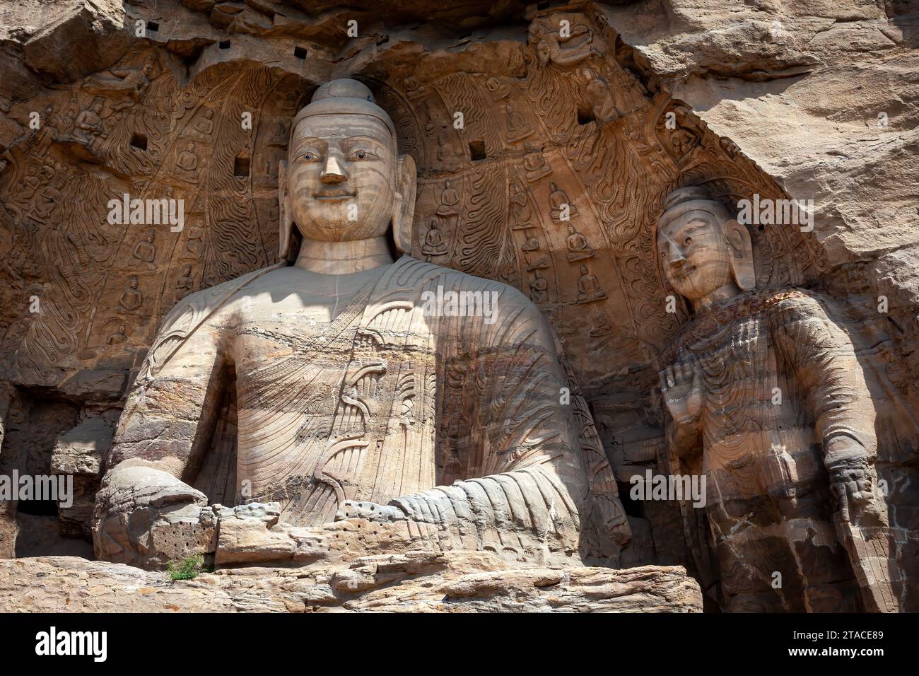 Die Buddhas der Yungang Grotten in China Stockfoto