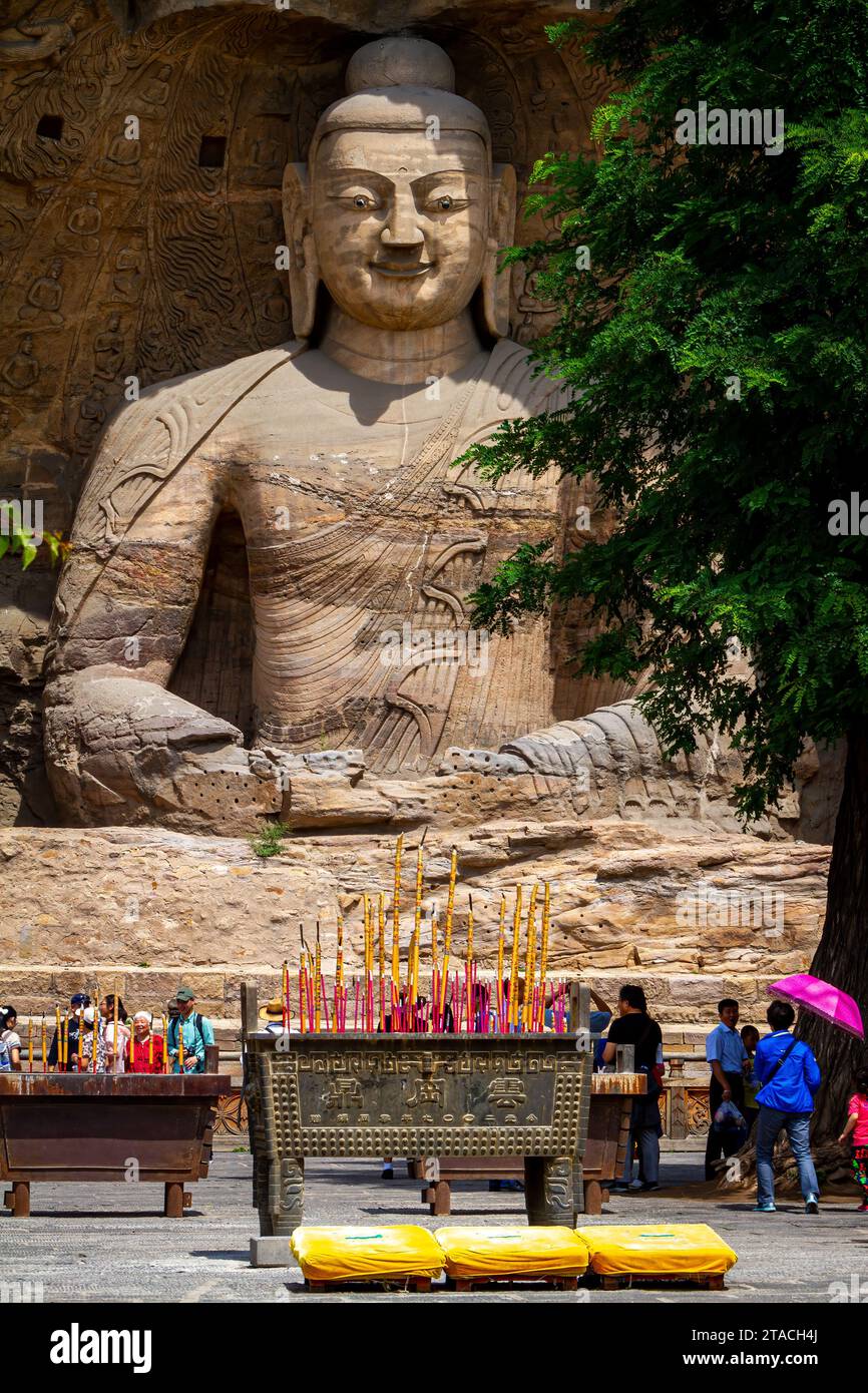 Die Buddhas der Yungang Grotten in China Stockfoto