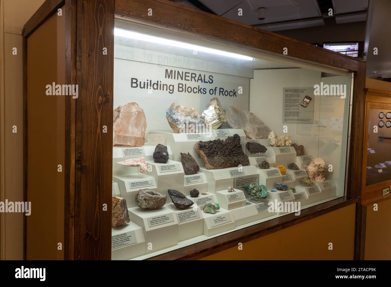 Die Mineraliensammlung im USU Eastern Prehistoric Museum, Price, Utah. Stockfoto