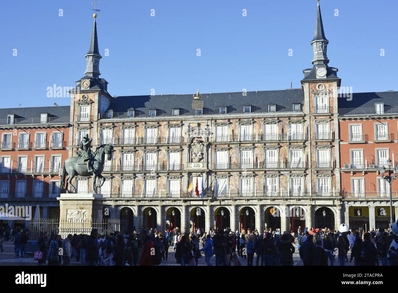 Das Plaza Mayor befindet sich im Zentrum von Madrid, im Viertel Sol, Madrid, Spanien Stockfoto