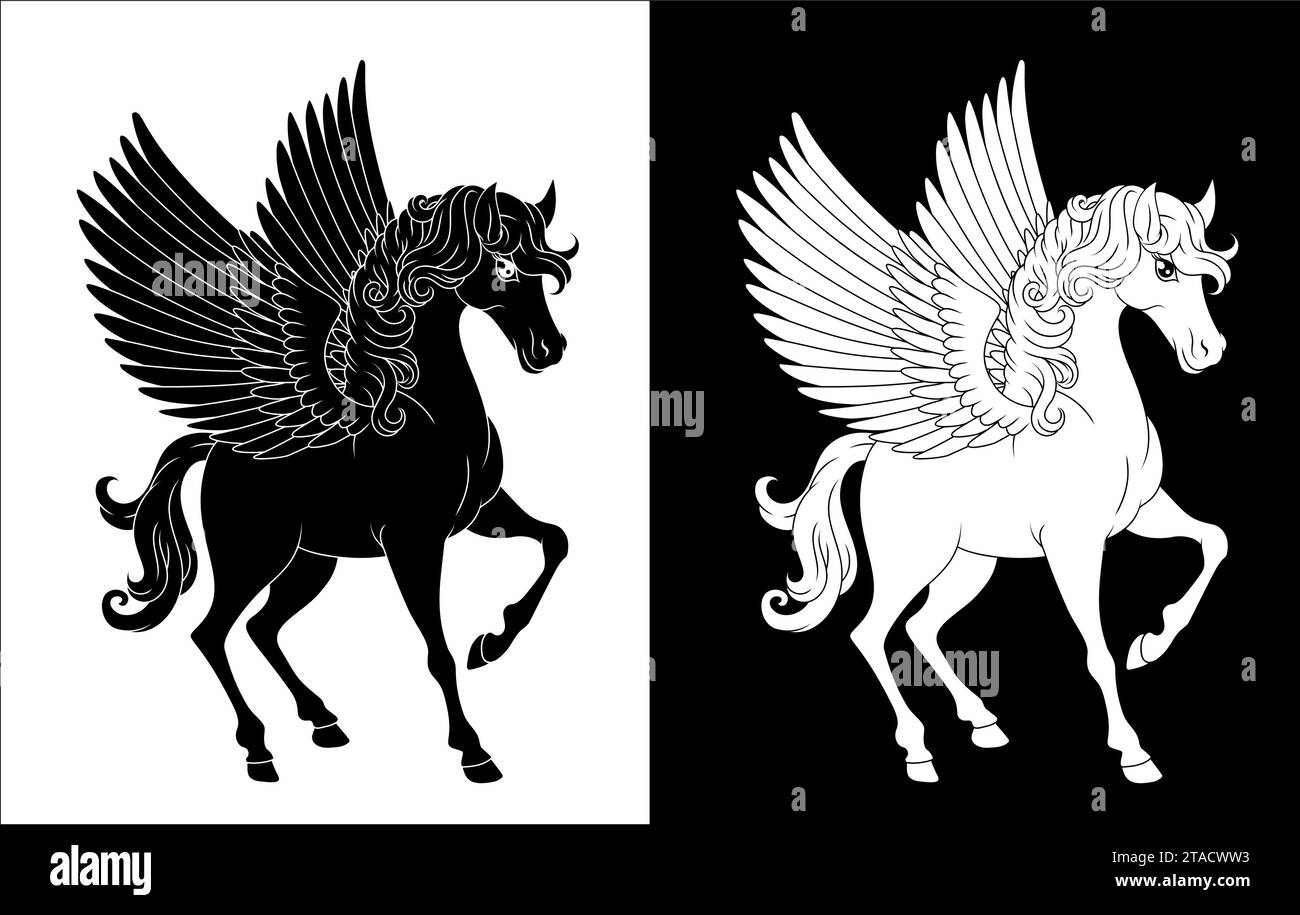 Pegasus Wings Horse Cartoon Animal Illustration Stock Vektor