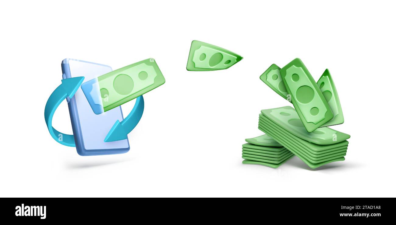 Online-Investitionen. Geld mit Smartphone-App verdienen. Sparen der Bargeldpapierwährung. Geschäftserfolg. Vektorabbildung Stock Vektor