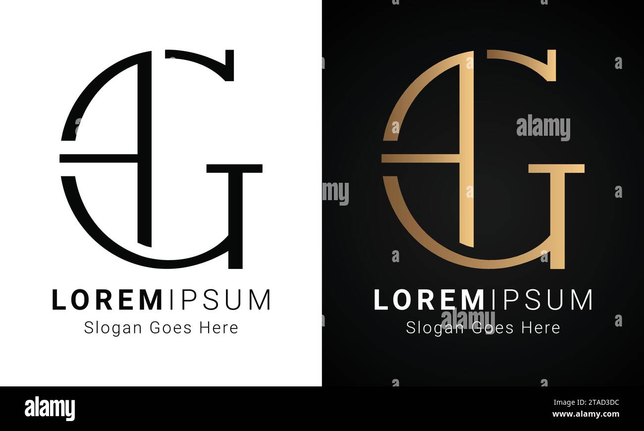 Luxuriöses Design für erste GF- oder FG-Textzeichen mit Monogramm und Buchstaben Stock Vektor