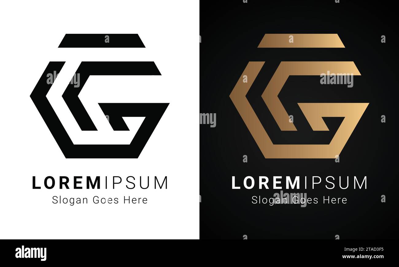 Luxuriöses Design für erste GF- oder FG-Textzeichen mit Monogramm und Buchstaben Stock Vektor