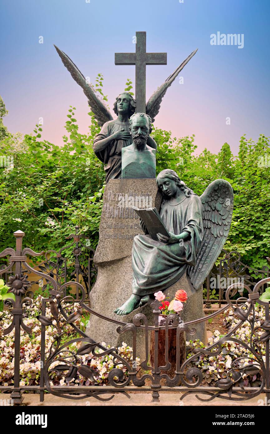 St. Petersburg, Russland. Tichwin Friedhof. Tschaikowsky Grab Stockfoto