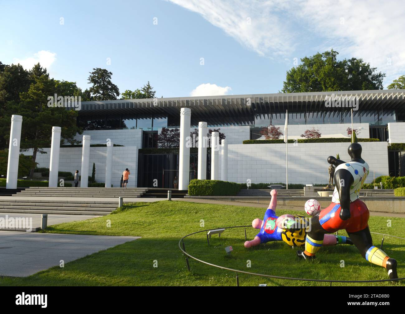 Lausanne, Schweiz - 05. Juni 2017: Skulpturen im Olympiapark in der Nähe des Olympischen Museums in Lausanne, Schweiz Stockfoto