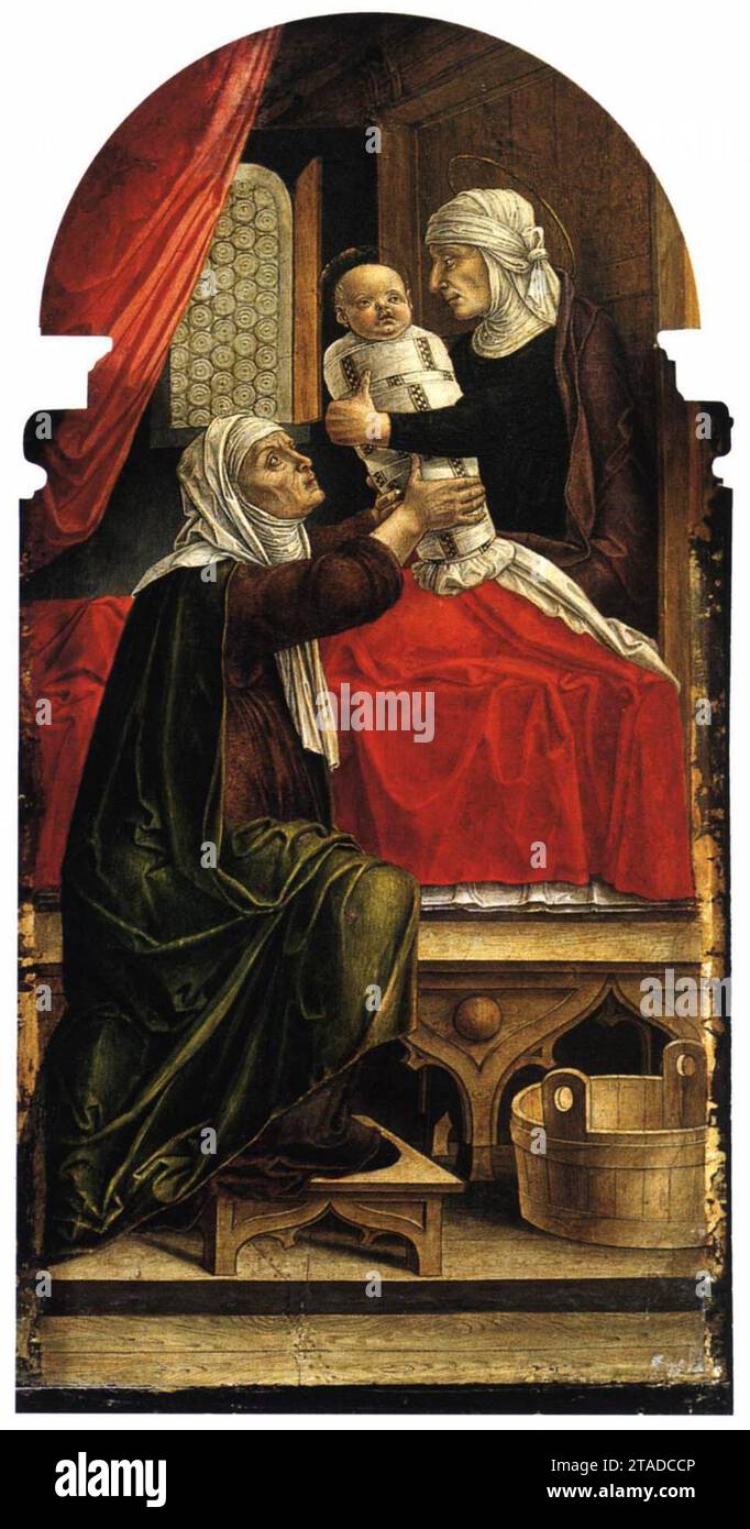 Die Geburt Marias 1473 durch Bartolomeo Vivarini Stockfoto
