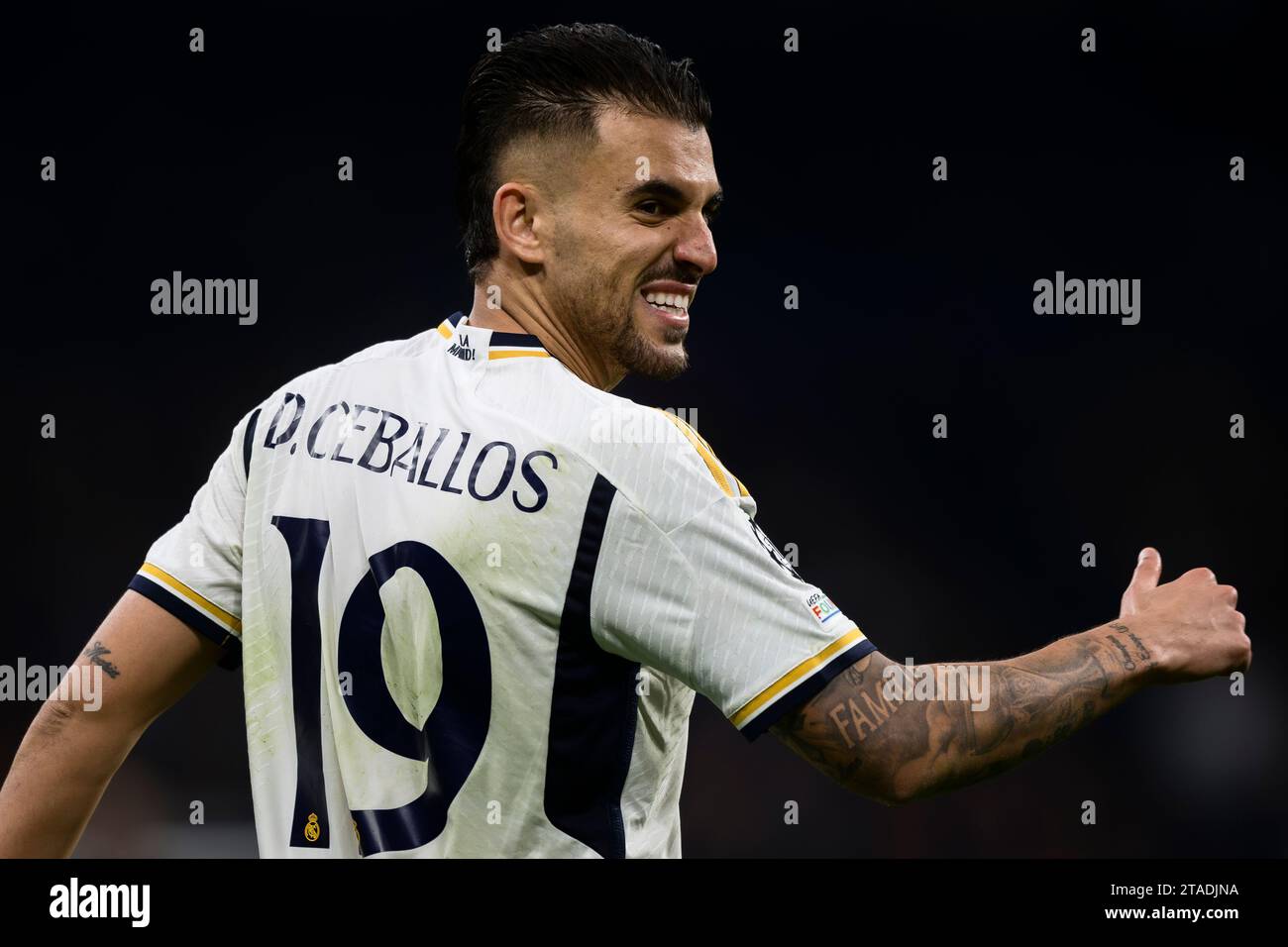 Mailand, Italien. 29. November 2023. Dani Ceballos von Real Madrid CF Gesten während des Fußballspiels der Serie A zwischen Real Madrid CF und SSC Napoli. Quelle: Nicolò Campo/Alamy Live News Stockfoto