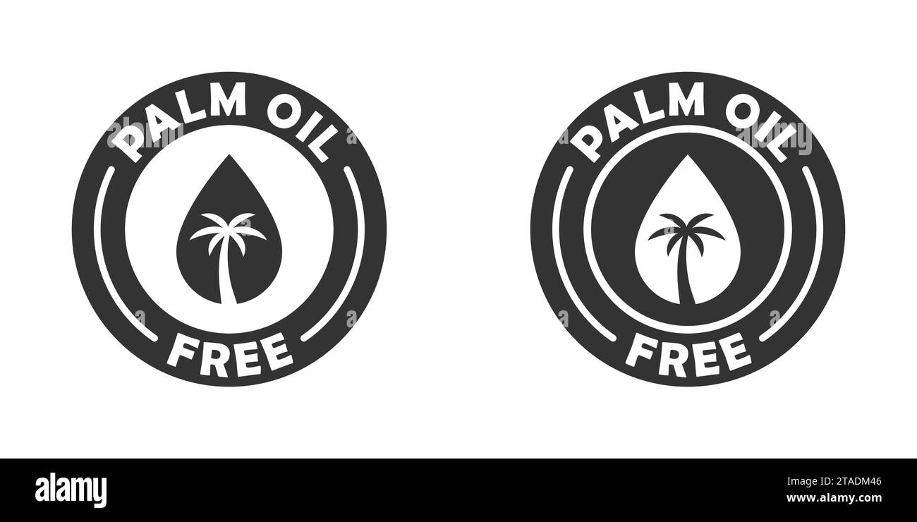 Symbol „Palmölfrei“. Kein Palmöl-Schild. Illustration des flachen Vektors Stock Vektor