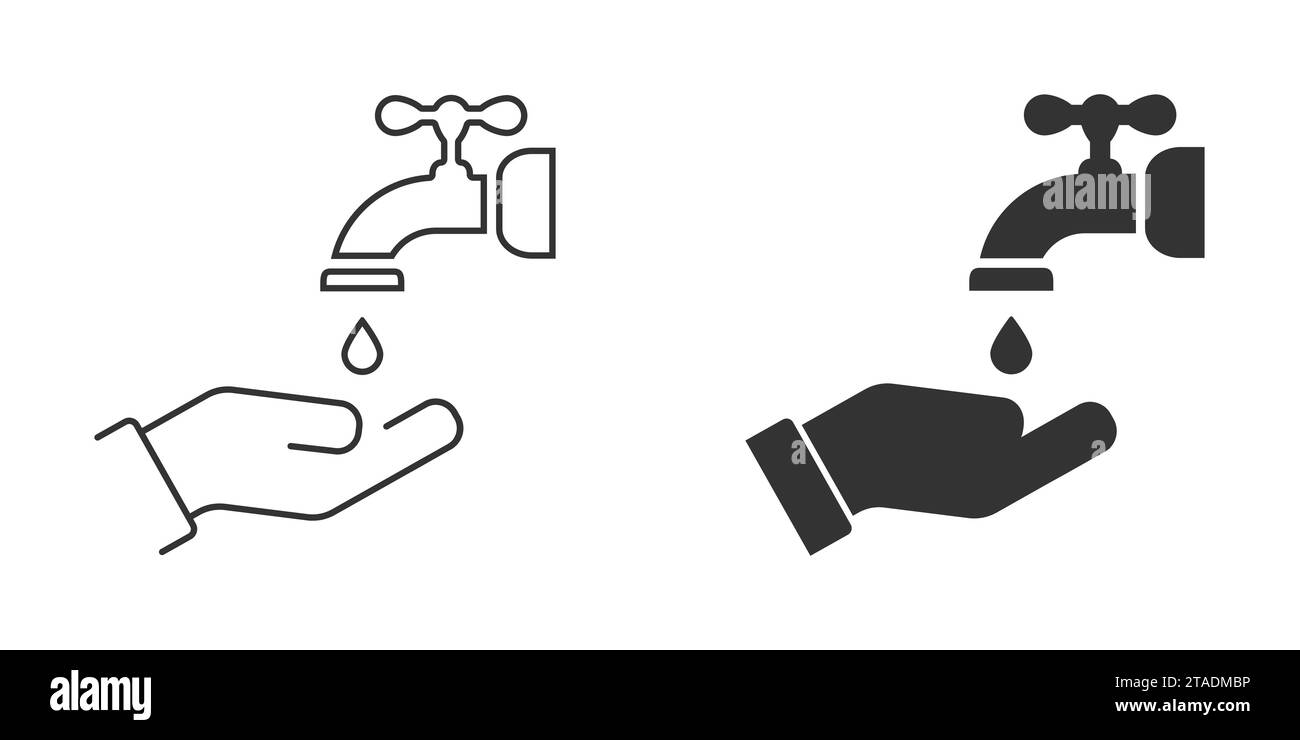 Symbol „Hände waschen“. Symbol „Wassertropfen in der Hand“. Vektorabbildung Stock Vektor Symbol „Hände waschen“. Symbol „Wassertropfen in der Hand“. Vektorabbildung Stock Vektor