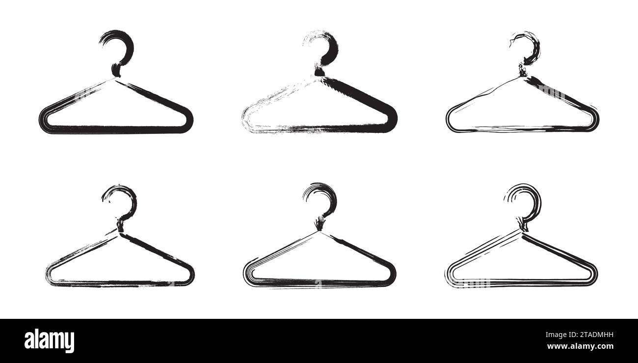 Set aus Kleiderbügel mit Grunge-Textur. Vektorabbildung Stock Vektor