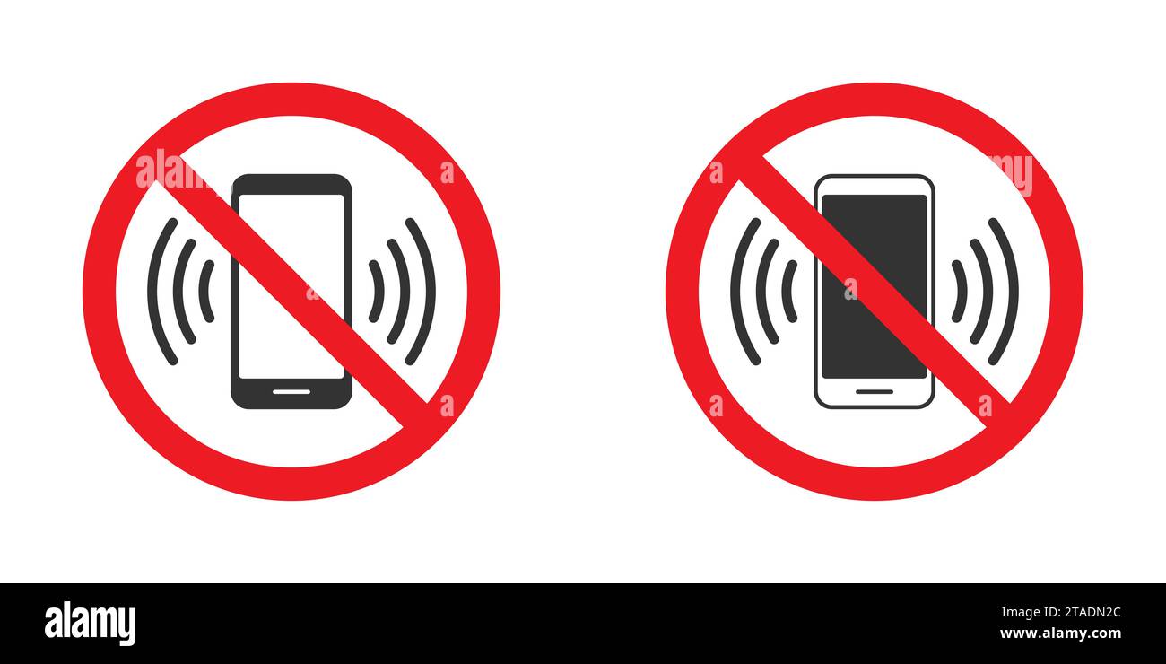 Kein Telefonschild. Symbol für kein Sprechen und Anrufen. Erythrozytenprohibition. Illustration des flachen Vektors. Stock Vektor
