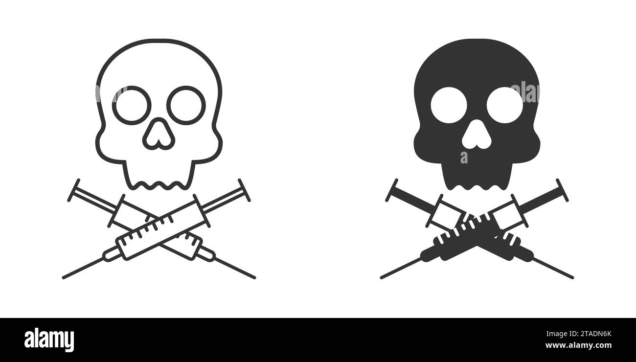 Symbol für Schädel und gekreuzte Spritzen. Vektorabbildung Stock Vektor