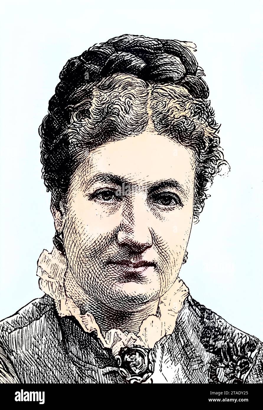 Marie Calm, Pseudonym Marie Ruhland, 1832 - 1887, eine deutsche Schriftstellerin, Pädagogin und Frauenrechtlerin, um 1885, Historisch, digital restaurierte Reproduktion von einer Vorlage aus dem 19. Jahrhundert / Marie Calm, Pseudonym Marie Ruhland, 1832–1887, deutsche Schriftstellerin, Pädagogin und Frauenrechtlerin, um 1885, historische, digital restaurierte Reproduktion eines Originals aus dem 19. Jahrhundert Stockfoto