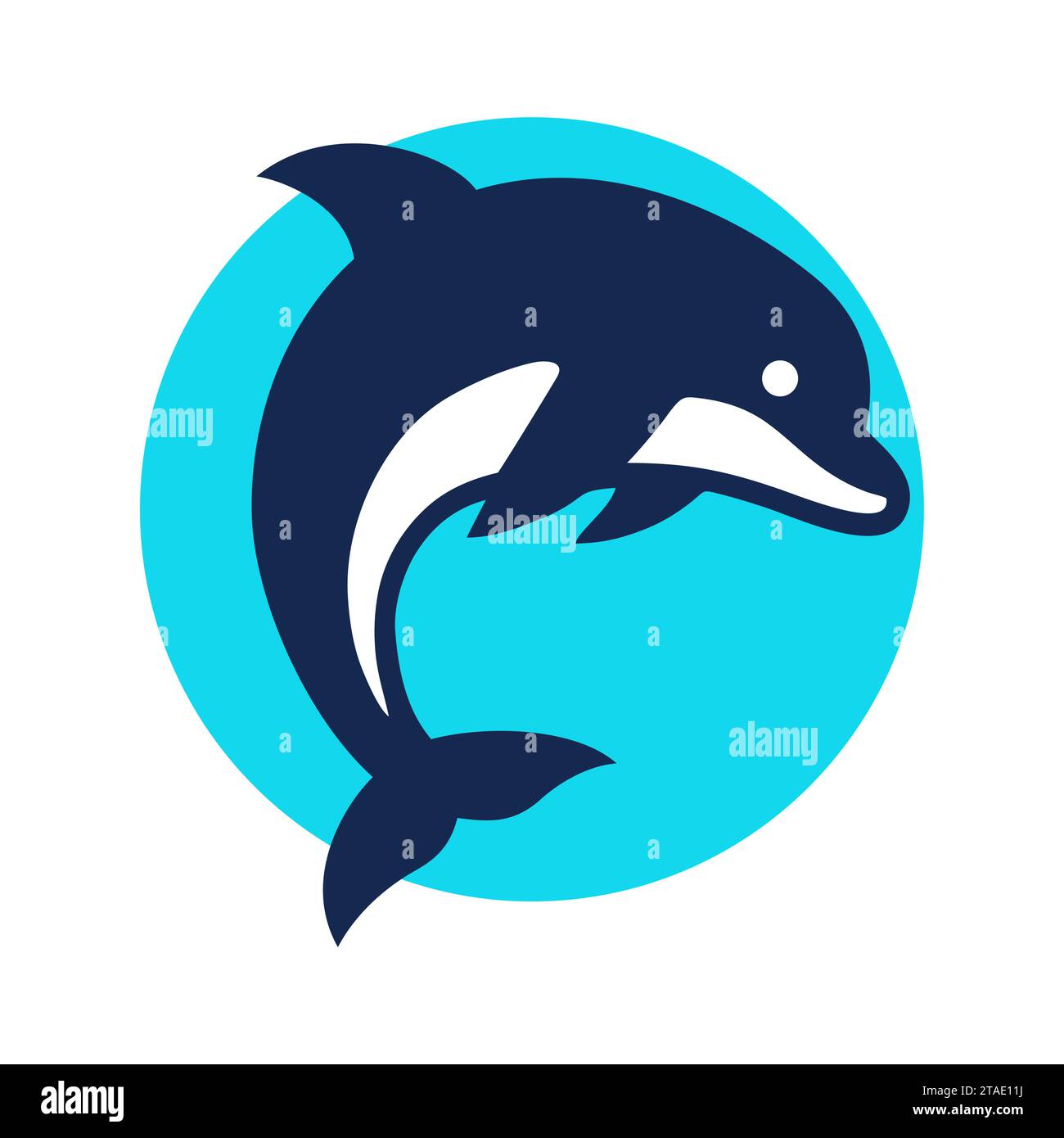 Symbol in Dolphin Blue. Meeressäuger, Meerestiere. Vektorabbildung. Stock Vektor