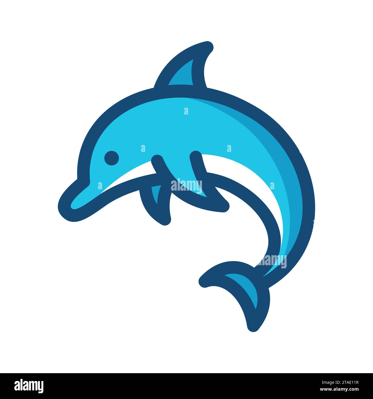 Blaues Symbol mit Dolphin-Linie. Meeressäuger, Meerestiere. Vektorabbildung. Stock Vektor