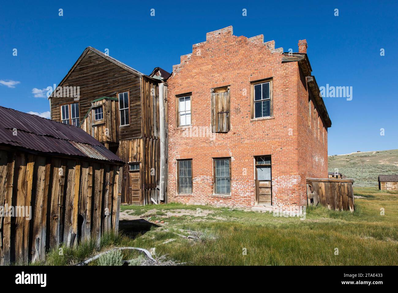 Vereinigte Staaten, Kalifornien, Bridgeport, Bodie, Bodie State Historic Park, Geisterstadt des Goldrausches Stockfoto