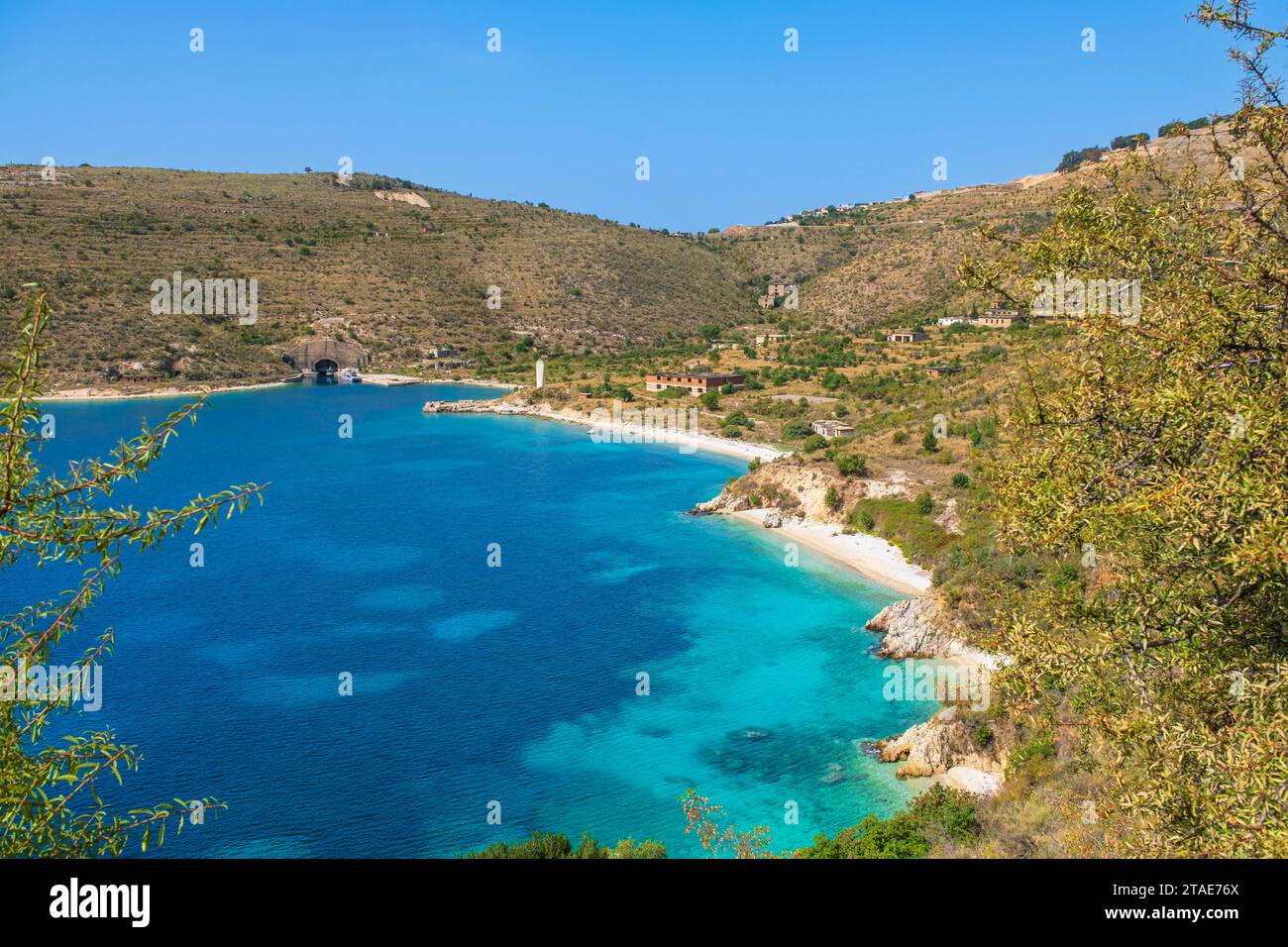 Albanien, Provinz Vlora, albanische Riviera, Umgebung des Himare, Bucht von Porto Palermo Stockfoto