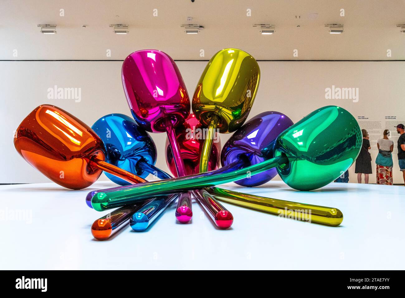 Spanien, Baskenland, Bilbao, die größte Stadt der autonomen Gemeinschaft des Baskenlandes und des Nordens der Iberischen Halbinsel. Das Guggenheim Museum in Bilbao ist ein Museum für moderne und zeitgenössische Kunst, entworfen von Frank Gehry. Jeff Koons, Tulipes, 1995-2004, Acier inoxydable à haute teneur en Chrome avec laque de Couleur Stockfoto