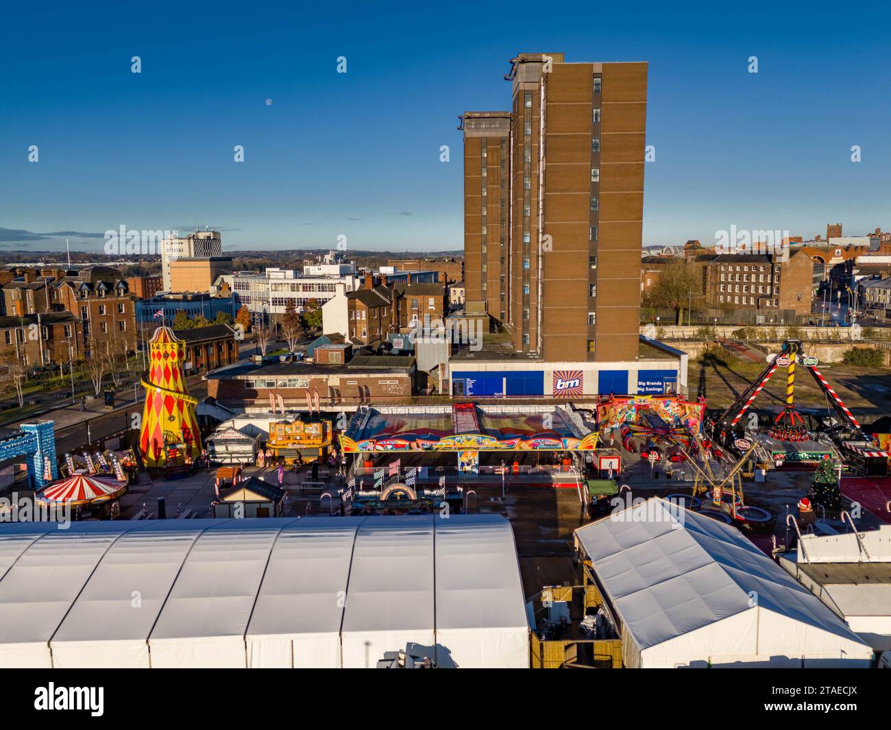 Stoke on Trent, Winter Wonderland Aerial Drone Birdseye View DJI Mini 4 Pro, Top-Qualität Stockfoto