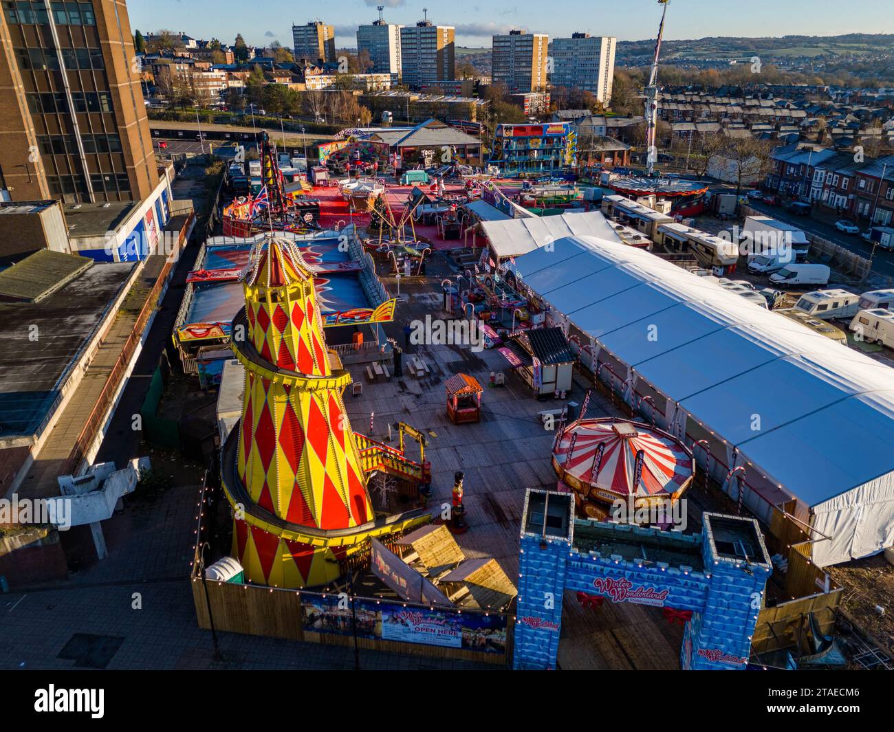Stoke on Trent, Winter Wonderland Aerial Drone Birdseye View DJI Mini 4 Pro, Top-Qualität Stockfoto
