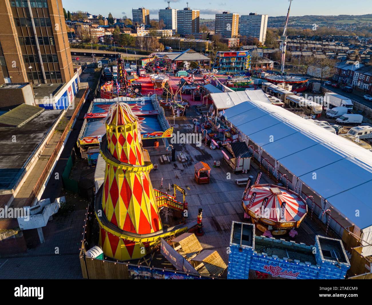 Stoke on Trent, Winter Wonderland Aerial Drone Birdseye View DJI Mini 4 Pro, Top-Qualität Stockfoto
