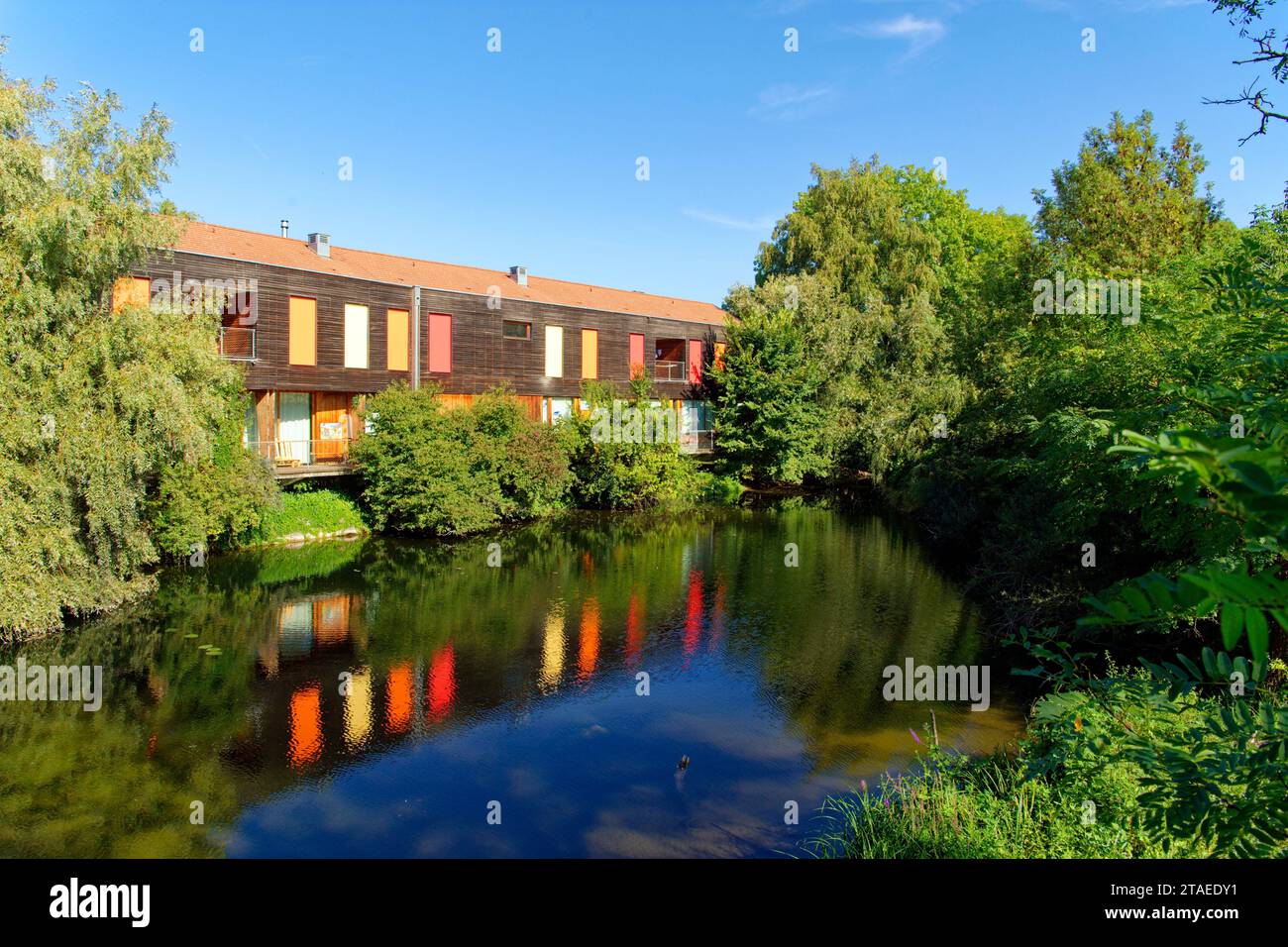 Frankreich, Unterrhein, Ried, Muttersholtz, französische Hauptstadt der Artenvielfalt, Maison de la Nature du Ried et de l'Alsace centrale (Haus der Natur des Ried und Zentralelsass) Stockfoto