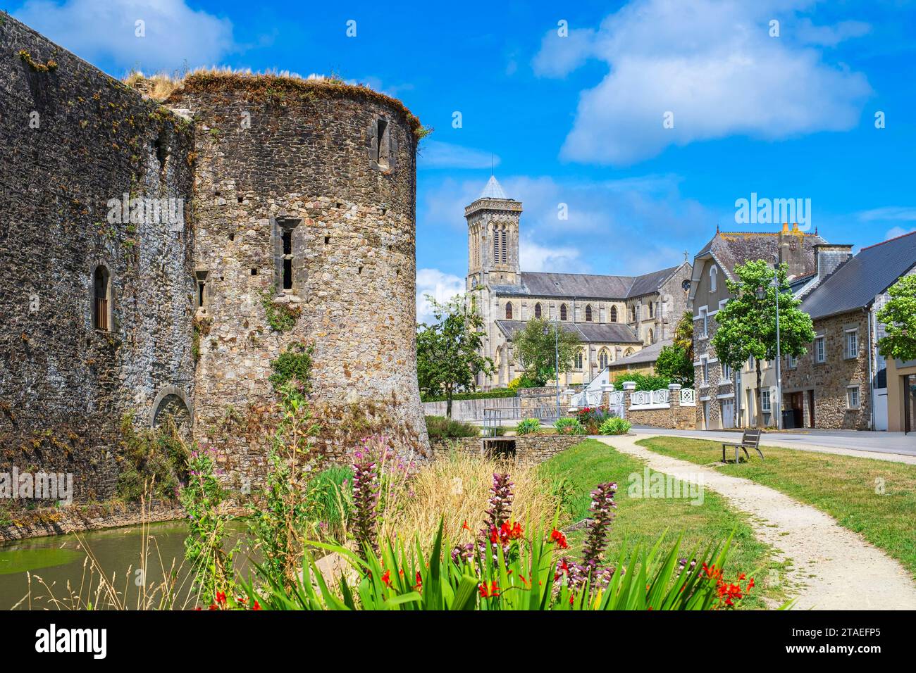 Frankreich, Manche, Cotentin, Bricquebec, Überreste der Festungsanlage der mittelalterlichen Burg Stockfoto