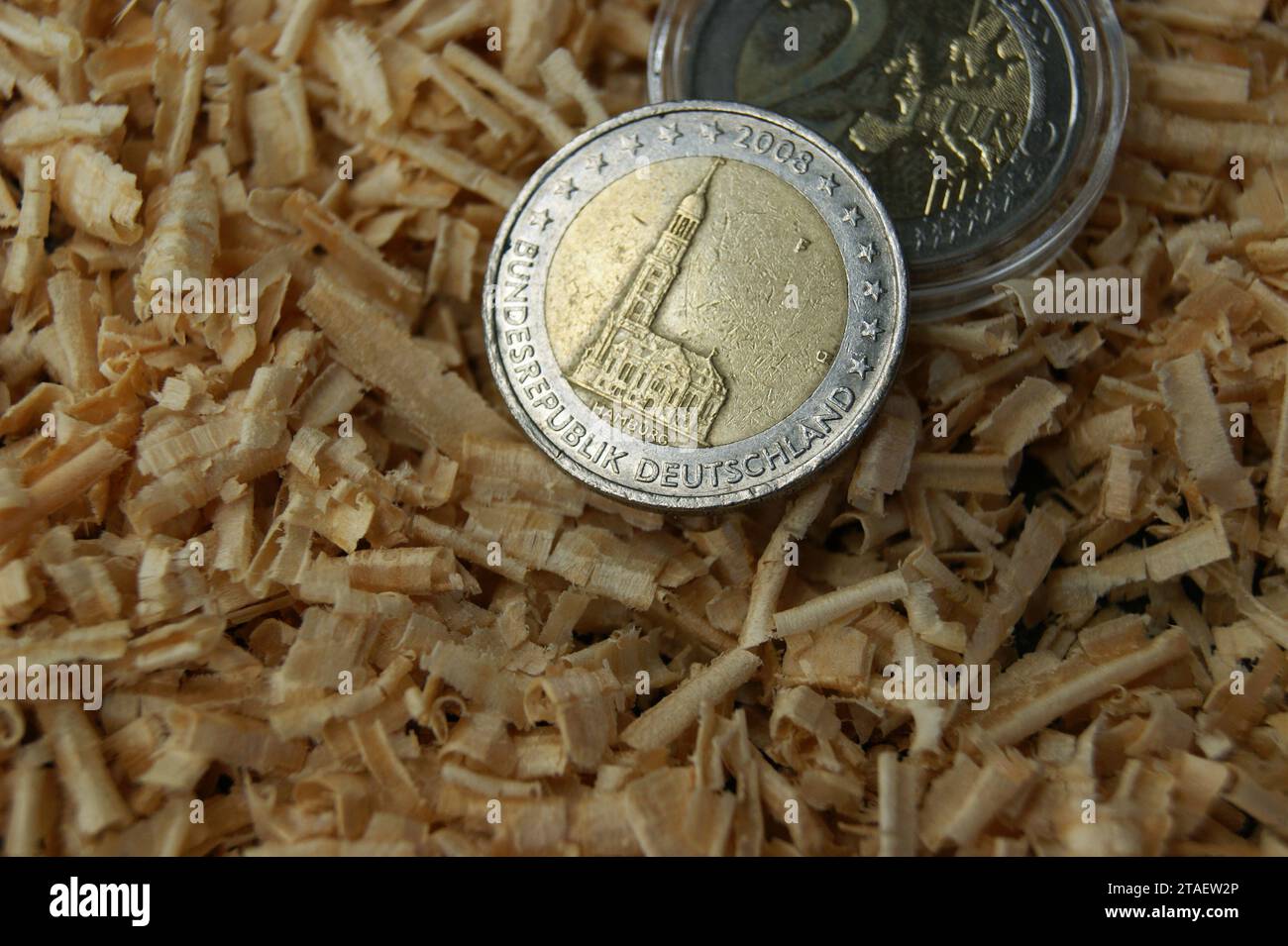 Deutsche Umlaufmünze 2 Euro Bundesland Hamburg 2008 Stockfoto