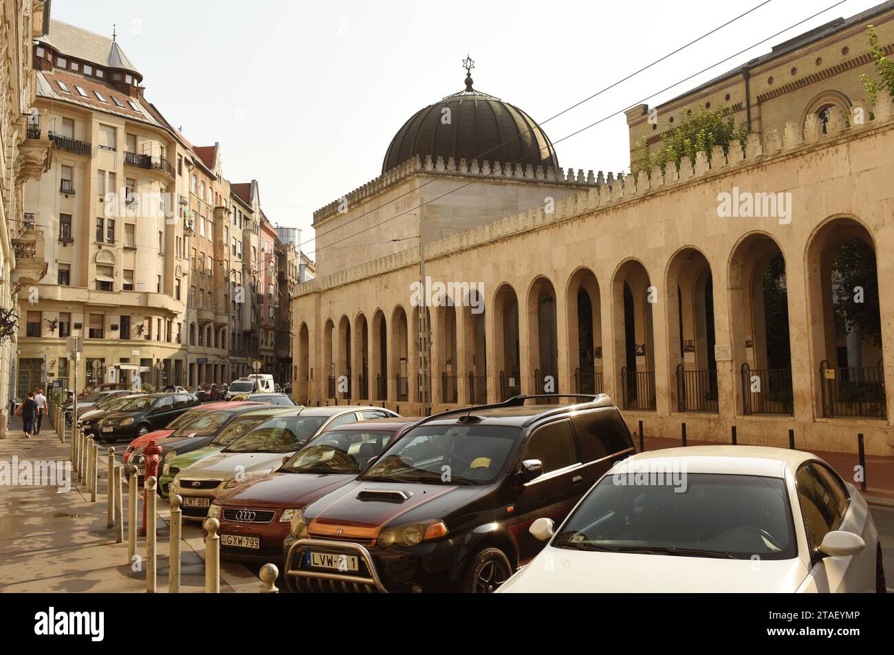 Budapest, Ungarn - 30. August 2018: Die Dohany Street Synagoge (Tabakgasse Synagoge) in Budapest, Ungarn. Stockfoto