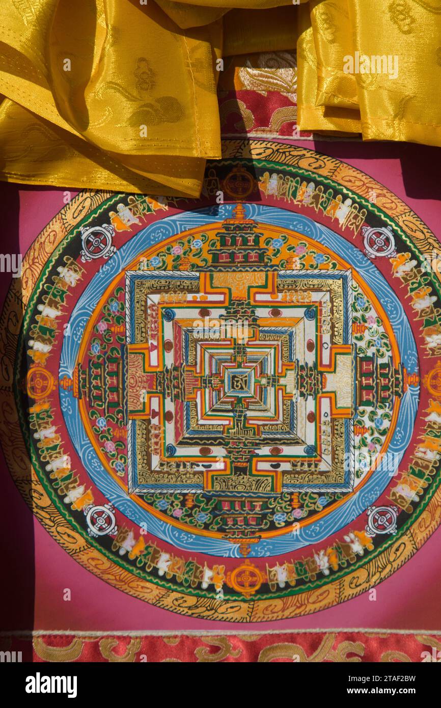 Nepal, Kathmandu-Tal, Bodhnath, Mandala, tibetisches Symboldiagramm, Stockfoto
