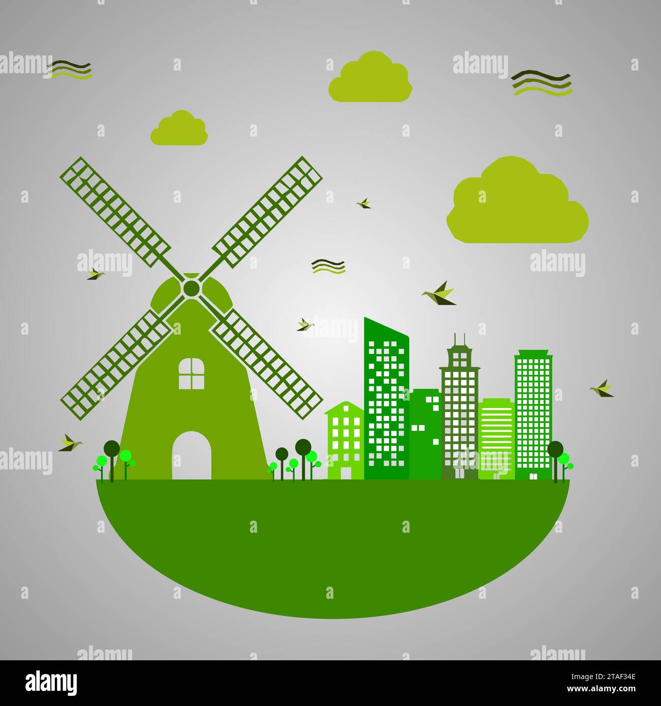 Ökologie und Öko Grüne Energie Konzept Vektor Illustration nachhaltige umweltfreundliche und alternative saubere Energie Stock Vektor