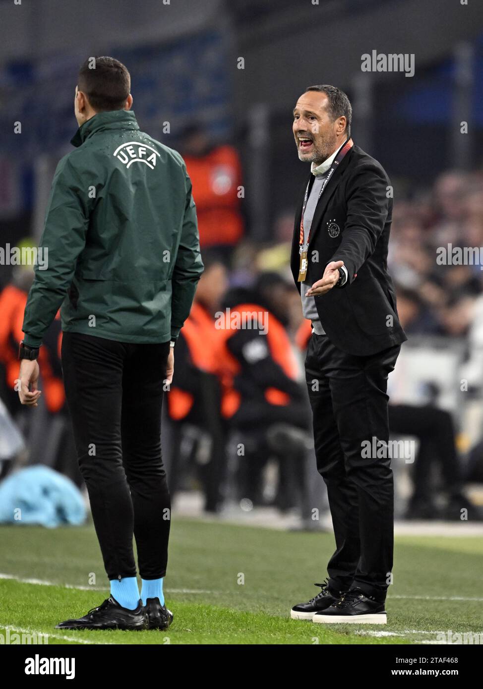 MARSEILLE - Ajax Trainer John va't Schip beim Spiel der UEFA Europa League in der Gruppe B zwischen Olympique Marseille und Ajax Amsterdam am 30. November 2023 in Marseille. ANP OLAF KRAAK Stockfoto