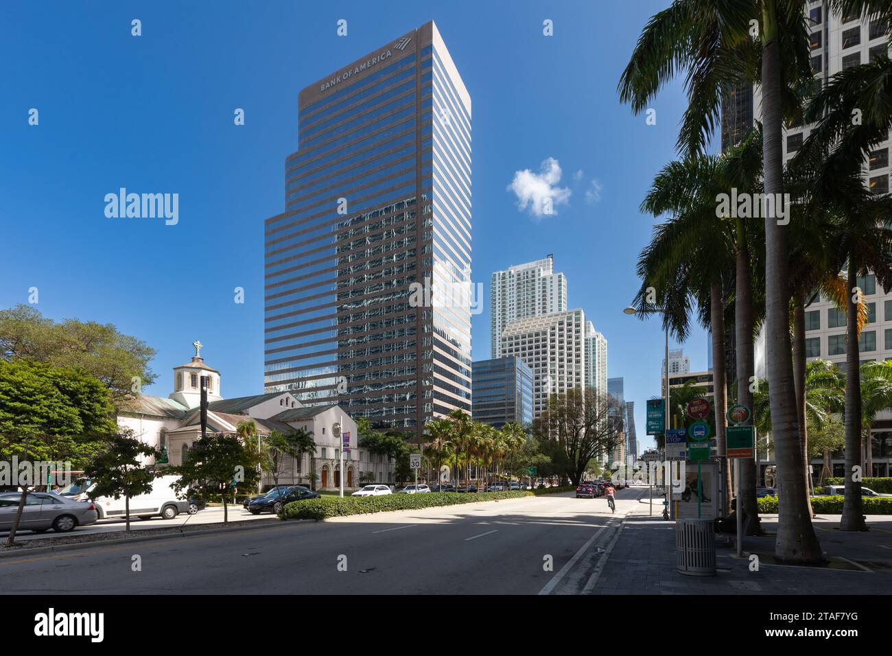 Brickell Avenue mit Wohn- und Bürogebäuden, Miami Florida, USA Stockfoto