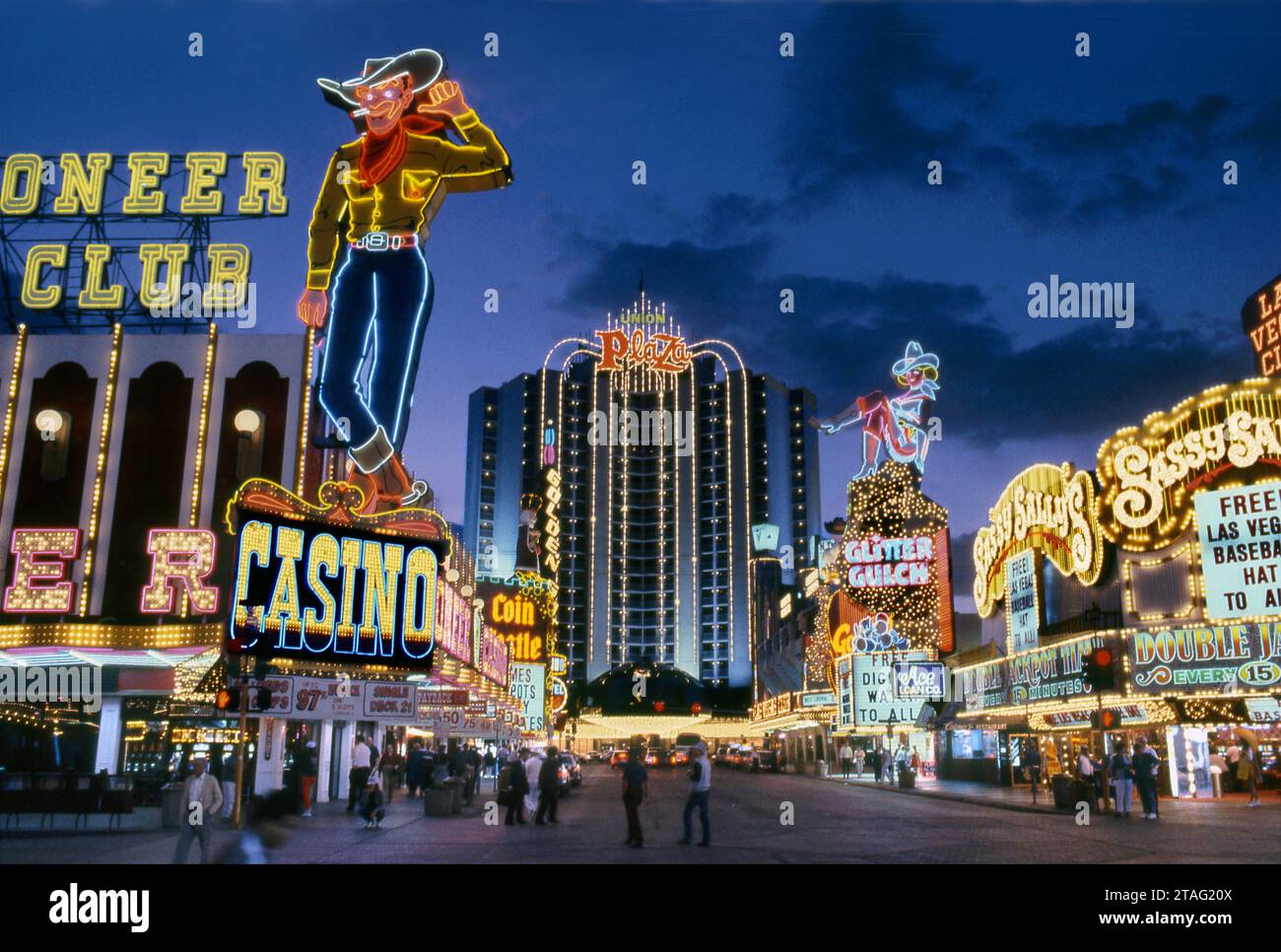 Historisches Foto von Downtown Las Vegas, bevor es eingeschlossen wurde. Stockfoto