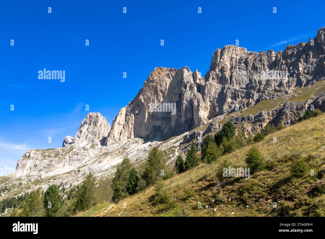 Blick auf das Rotwand in der Rosengartengruppe, dolomiten, Südtirol, Italien Stockfoto