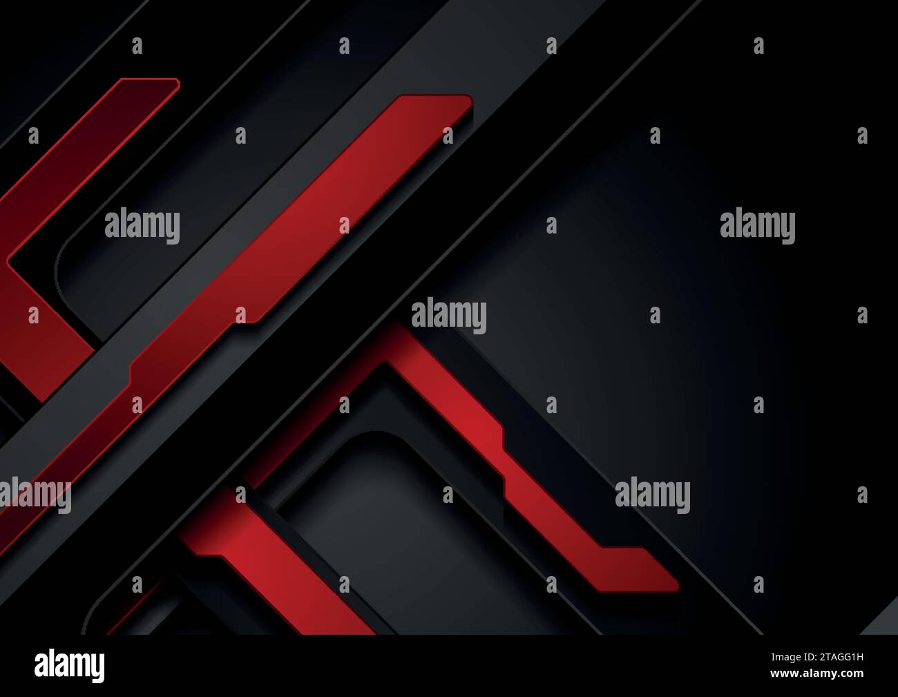 Roter und schwarzer geometrischer abstrakter Technologiehintergrund. Vektordesign Stock Vektor