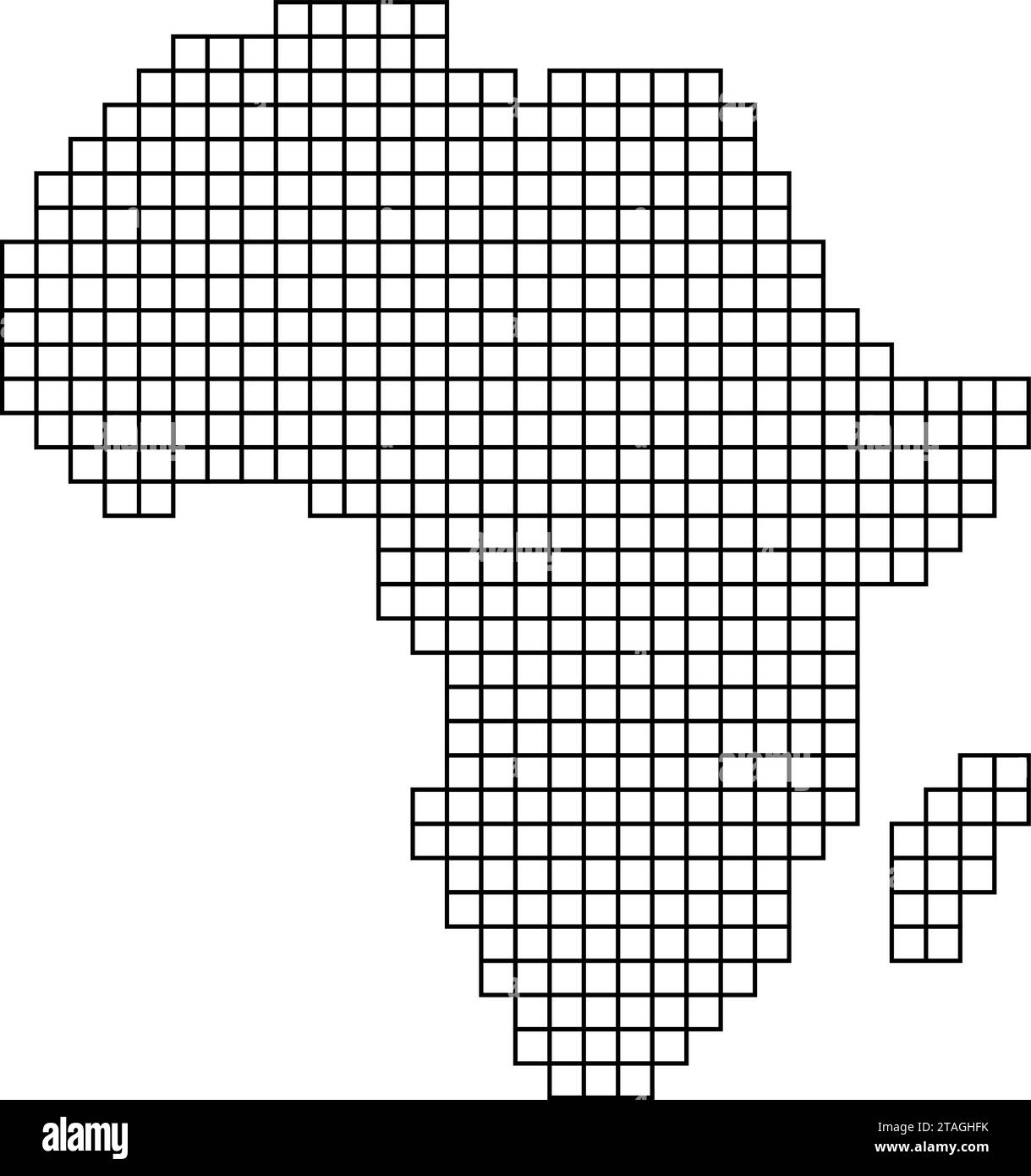 Afrika-Karte Silhouette von schwarzen Mosaikstrukturen von Quadraten. Vektorabbildung. Stock Vektor