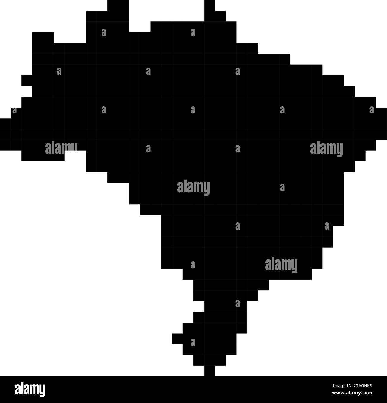 Silhouette der brasilianischen Karte aus schwarzen quadratischen Pixeln. Vektorabbildung. Stock Vektor
