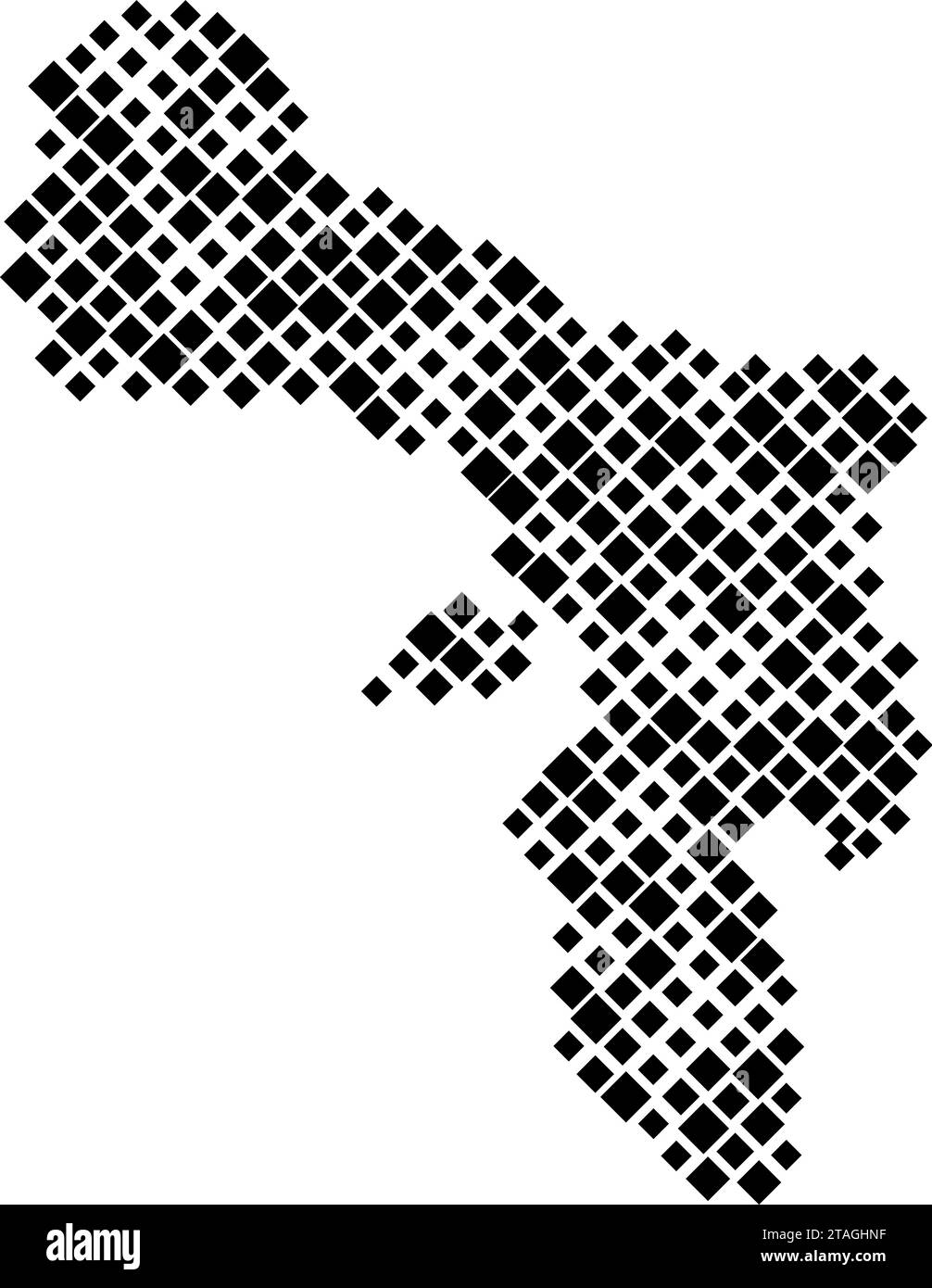 Bonaire-Karte aus Muster von schwarzen Rauten unterschiedlicher Größe. Vektorabbildung. Stock Vektor