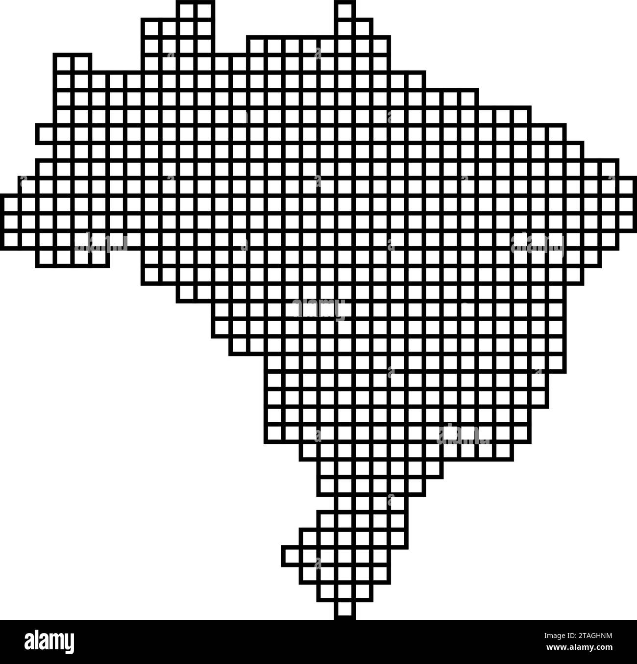 Brasilien Karte Silhouette von schwarzen Mosaikstruktur von Quadraten. Vektorabbildung. Stock Vektor