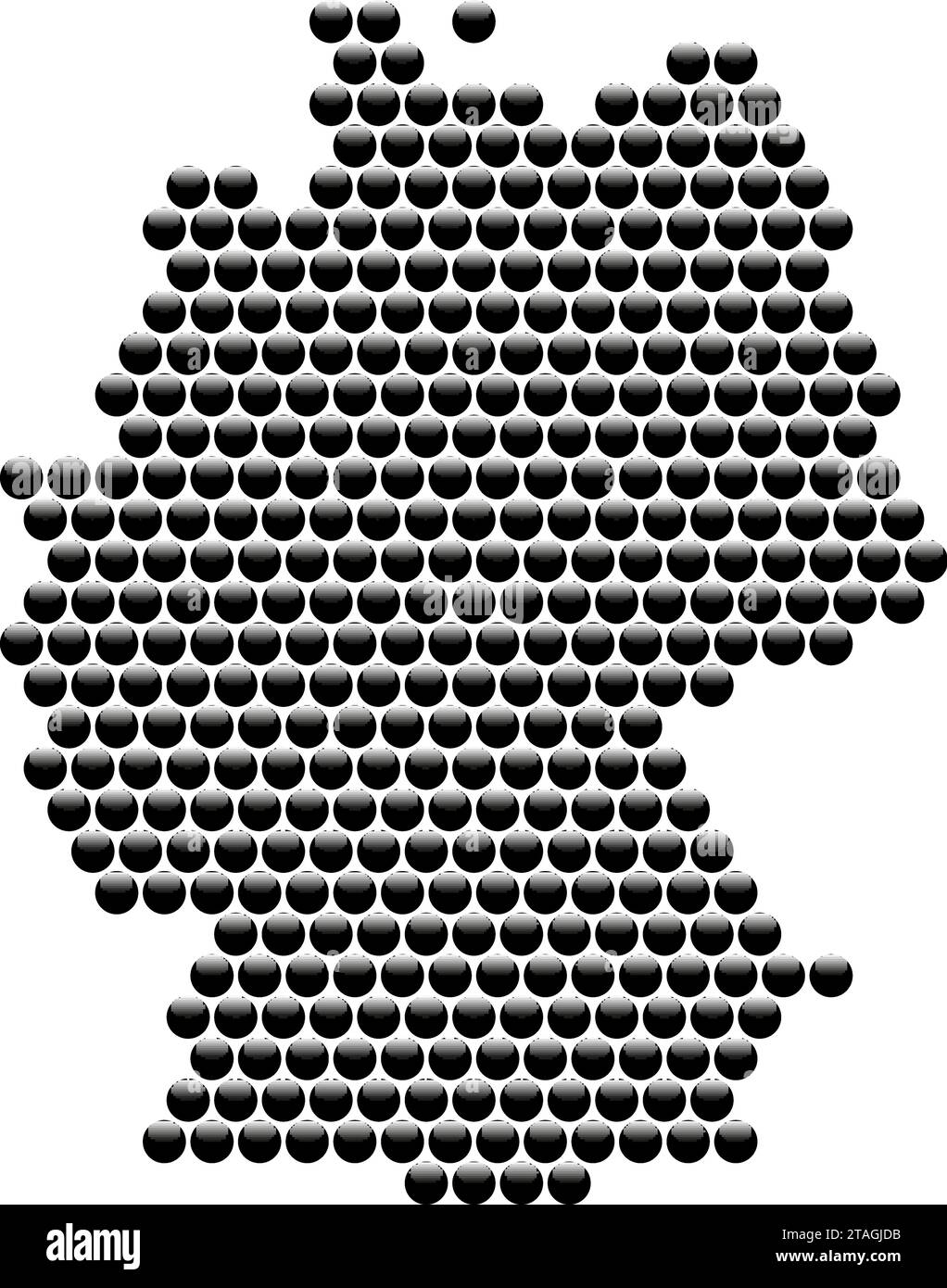 Deutschland-Karte aus schwarzen Hochglanzkugeln 3D oder volumetrischen Kugeln abstrakte Konzept geometrische Form. Vektorabbildung. Stock Vektor