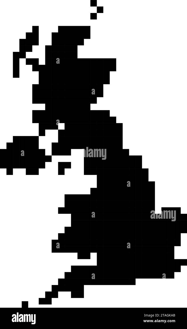 Vereinigtes Königreich Kartensilhouette aus schwarzen quadratischen Pixeln. Vektorabbildung. Stock Vektor