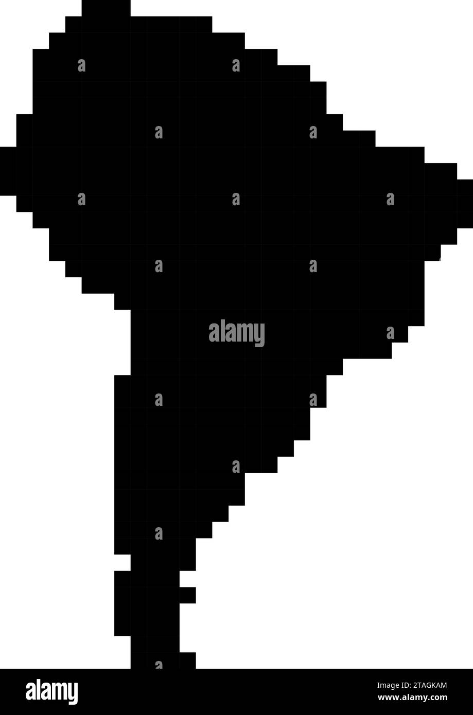 Südamerika-Kartensilhouette aus schwarzen quadratischen Pixeln. Vektorabbildung. Stock Vektor