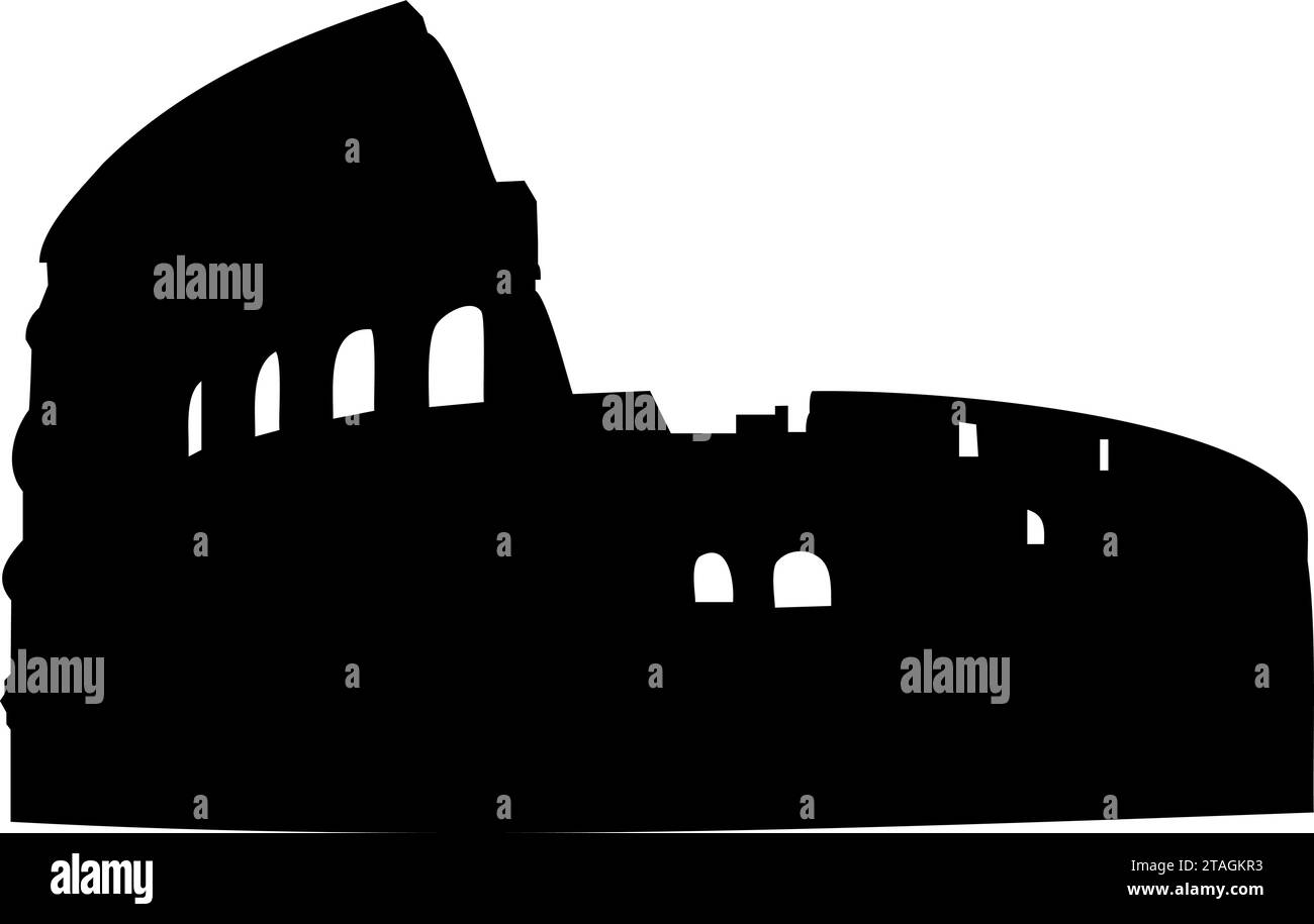 Krasnodar, Russische Föderation – 26. august 2021: Schwarze Silhouette des Kolosseums, Flavisches Amphitheater, architektonisches Denkmal des antiken Roms. Stock Vektor