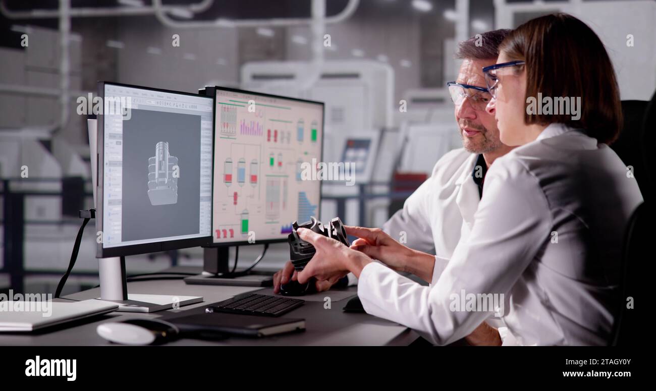 3D-Ingenieursoftware und Entwicklung von Konstruktionsmodellen Stockfoto