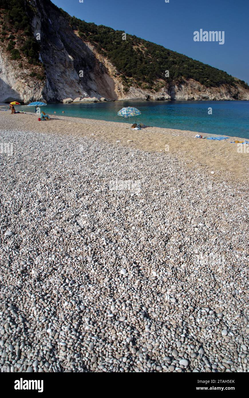 Panorama della spiaggia di Myrtos a Cefalonia Stockfoto